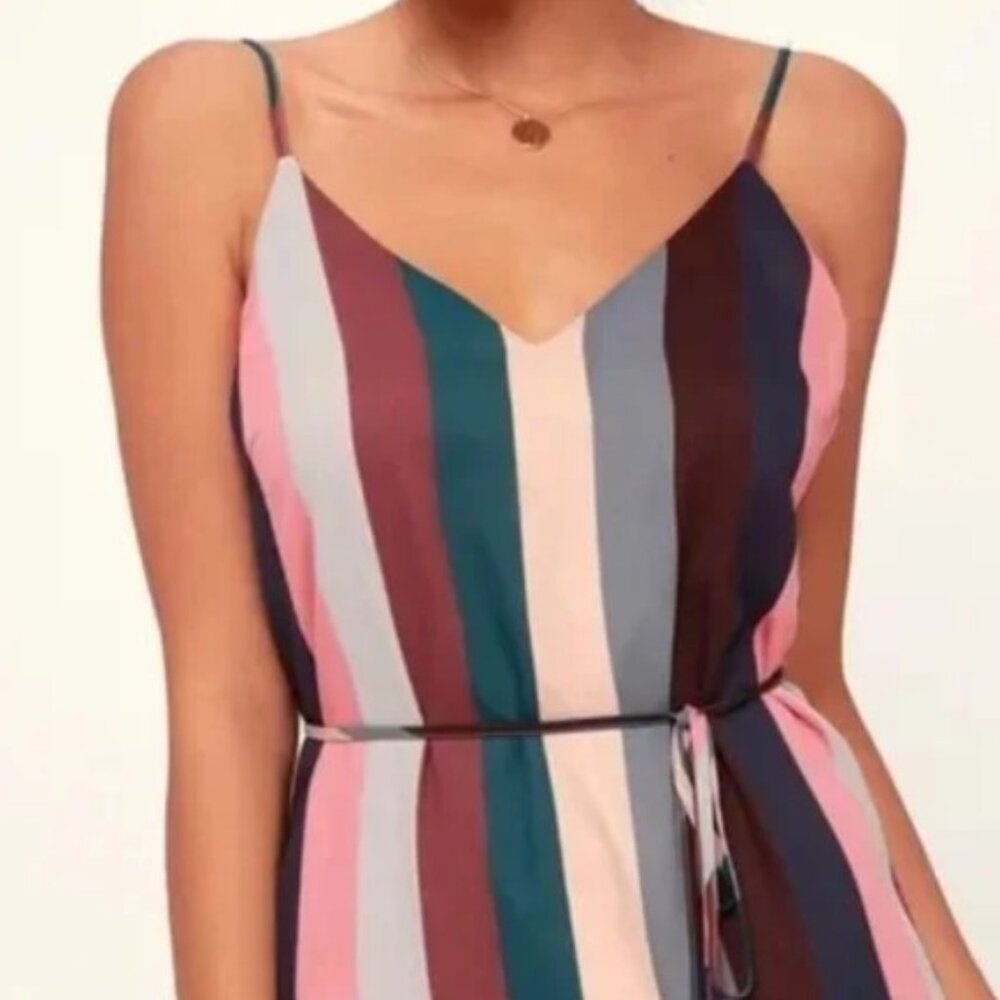 Lulu's Erina Mauve Color Block Vertical Stripe Be… - image 3